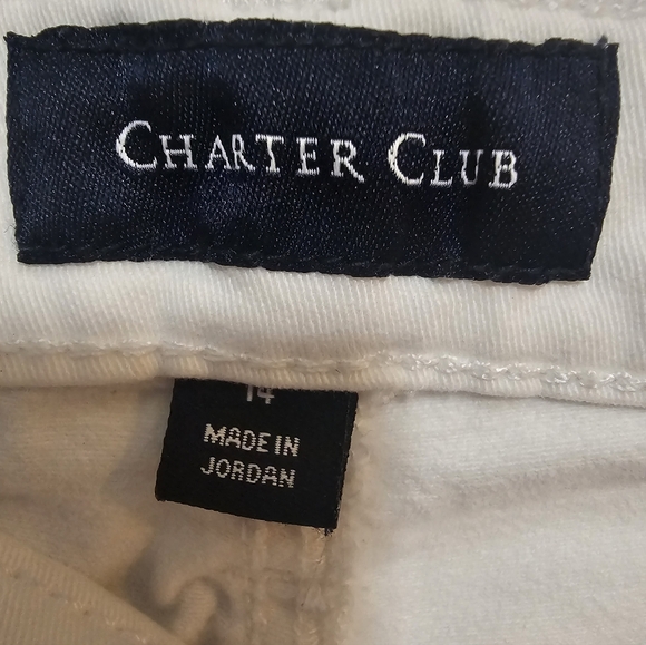 Charter Club White Ankle Pants with Checkered Tie Detail Size 14 - Picture 3 of 4